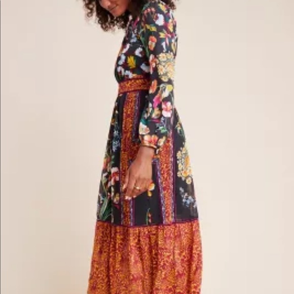 Anthropologie Adair Velvet-Trimmed Midi Dress - Picture 3 of 9